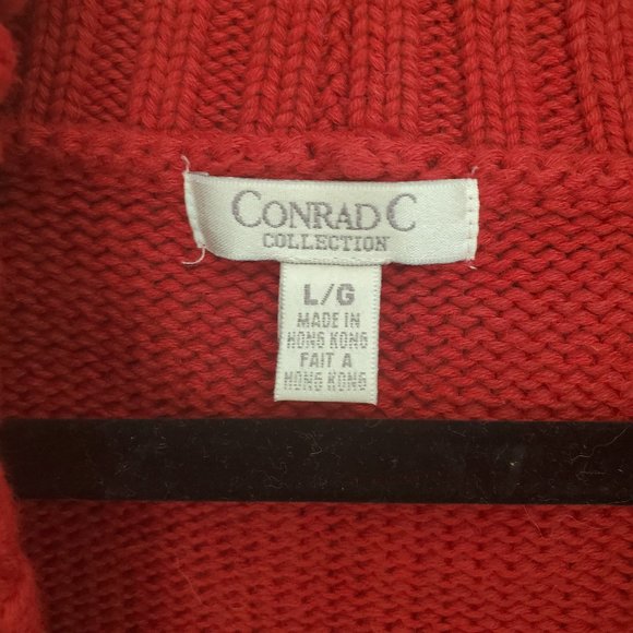 Conrad C Red shawl collar cardi sweater size Large - Picture 8 of 9